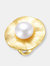 Genevive Sterling Silver Gold Plated with Genuine Freshwater Pearl Floral Ring - Gold
