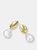 Genevive Sterling Silver Gold Plating Freshwater Pearl Dangling Earrings