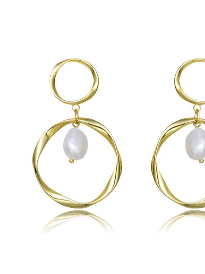 Genevive Genevive Sterling Silver Gold Plating Freshwater Pearl Open Round Earrings product