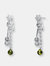 Genevive Sterling Silver Green Cubic Zirconia Two Strand Earrings - Green