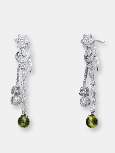 Genevive Genevive Sterling Silver Green Cubic Zirconia Two Strand Earrings product