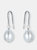 Genevive Sterling Silver Grey Pearl Drop Earrings - Silver