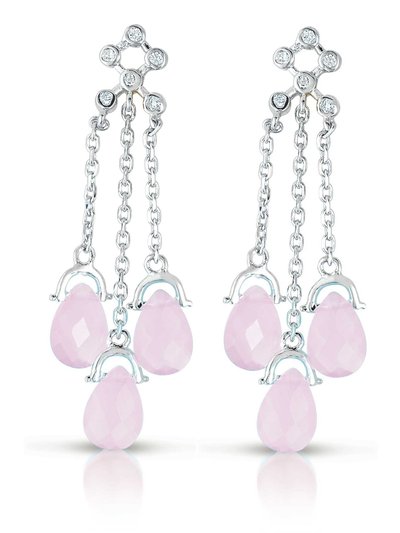 Genevive Genevive Sterling Silver Light Pink Cubic Zirconia Three Strand Drop Earrings product