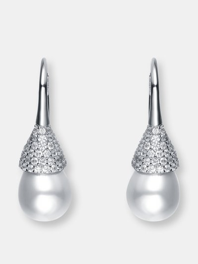 Genevive Genevive Sterling Silver Pearl and Cubic Zirconia Bulb Drop Earrings product
