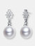 Genevive Sterling Silver Pearl and Cubic Zirconia Drop Earrings