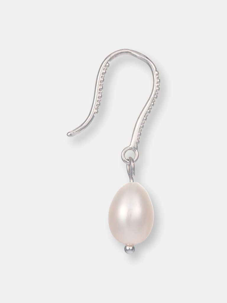 Genevive Sterling Silver Pink Pearl Drop Earrings
