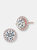 Genevive Sterling Silver Rose Gold Plated Cubic Zirconia Button Stud Earrings - Pink