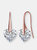 GENEVIVE Sterling Silver Rose Gold Plated Cubic Zirconia Heart Hook Earrings - Pink