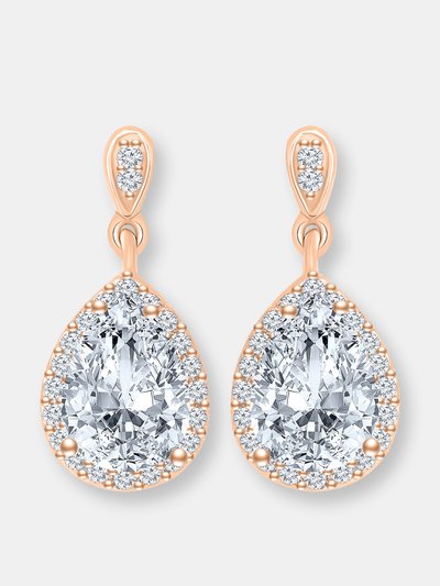 Genevive Genevive Sterling Silver Rose Gold Plated Cubic Zirconia Pear Dangling Earrings product