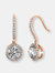 Genevive Sterling Silver Rose Gold Plated Cubic Zirconia Round Euro Drop Earrings - Pink