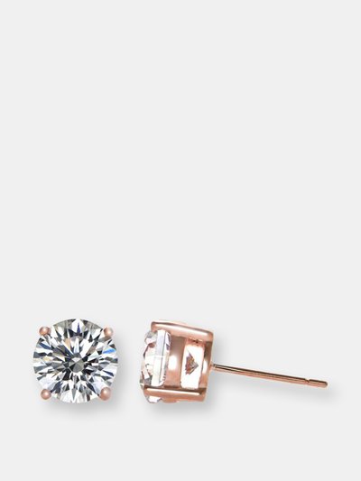 Genevive Genevive Sterling Silver Rose Gold Plated Cubic Zirconia Solitaire Stud Earrings product