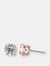 Genevive Sterling Silver Rose Gold Plated Cubic Zirconia Solitaire Stud Earrings - Pink
