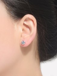 Genevive Sterling Silver Rose Gold Plated Cubic Zirconia Stud Earrings