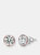 Genevive Sterling Silver Rose Gold Plated Cubic Zirconia Stud Earrings - Pink