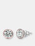 Genevive Sterling Silver Rose Gold Plated Cubic Zirconia Stud Earrings - Pink