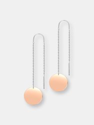 Genevive Sterling Silver Rose Gold Plated Round Dangling Earrings - Beige