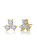 Genevive Sterling Silver Round Cubic Zirconia Clover Stud Earrings - Gold