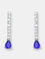 Genevive Sterling Silver Sapphire Cubic Zirconia Drop Earrings - Blue