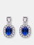 Genevive Sterling Silver Sapphire Cubic Zirconia Halo Drop Earrings - Blue