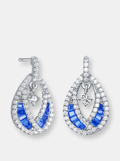 Genevive Genevive Sterling Silver Sapphire Cubic Zirconia Pear Drop Earrings product