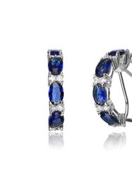 Genevive Sterling Silver Sapphire Cubic Zirconia Petite Hoop Earrings - Blue