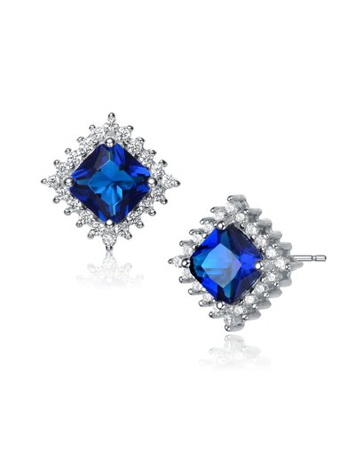 Genevive Genevive Sterling Silver Sapphire Cubic Zirconia Square Earrings product