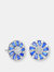 Genevive Sterling Silver Sapphire Cubic Zirconia Stud Earrings - Blue