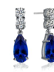 Genevive Sterling Silver Sapphire Cubic Zirconia Teardrop Earrings - Blue