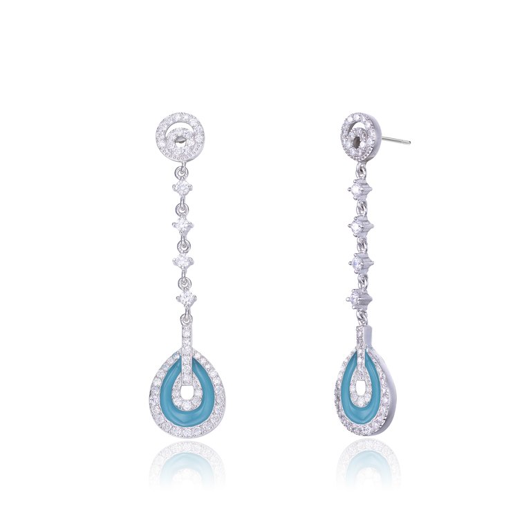 GENEVIVE Sterling Silver Topaz Cubic Zirconia Drop Earrings