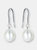 Genevive Sterling Silver White Pearl Drop Earrings - Silver