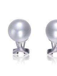 Genevive Sterling Silver White Pearl Stud Earrings - White