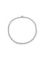 Genevive Sterling Silver with Diamond Cubic Zirconia Tennis Chain Layering Necklace - White