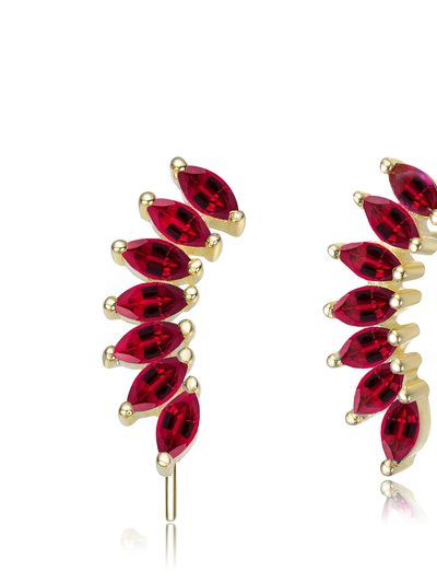 Genevive Genevive Sterling Silver with Gold Plated Ruby Cubic Zirconia Earrings product