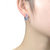 Genevive Sterling Silver with Rhodium Plated Sapphire Baguette Cubic Zirconia Hoop Earrings