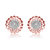 Genevive Sterling Sivler 18k Rose Gold Plated with Diamond Cubic Zirconia Pave Flower Stud Earrings - Pink