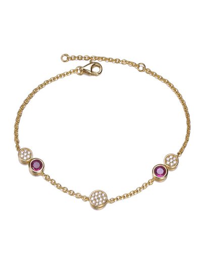 Genevive GigiGirl Kids/Teens Sterling Silver 14k Gold Plated Ruby & Clear Cubic Zirconia Cable Chain Bracelet product