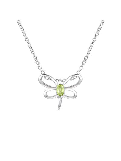Genevive GigiGirl Kids/Teens Sterling Silver With Peridot Tourmaline Gemstone Butterfly Pendant Necklace product