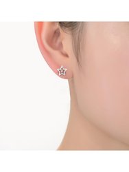 GigiGirl Kids/Teens Sterling Silver With Yellow Tourmaline Gemstone Star Shaped Stud Earrings