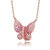 Gigigirl Teens Sterling Silver 18k Rose Gold Plated Ruby Cubic Zirconia Butterfly Necklace