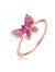 GigiGirl Teens Sterling Silver 18k Rose Gold Plated with Ruby Red Cubic Zirconia Small Butterfly Ring - Rose Gold