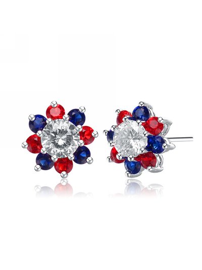 Genevive GigiGirl Teens Sterling Silver Multicolored Cubic Zirconia Button Earrings product