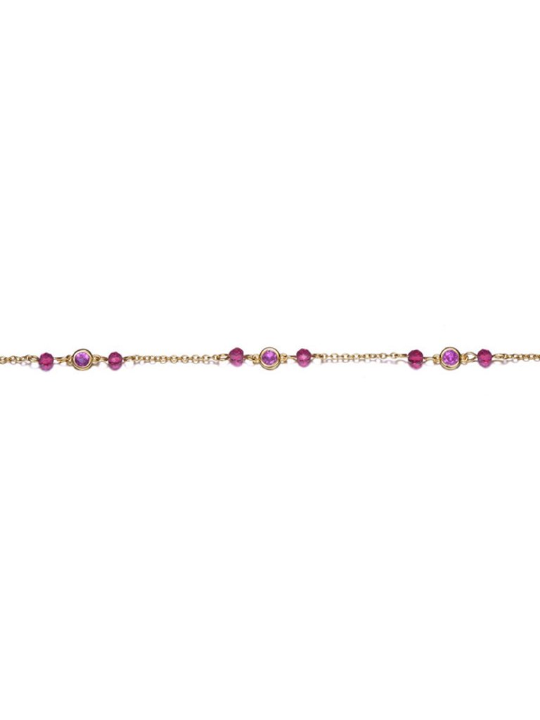 GigiGirl Toddlers/kids Sterling Silver 14k Gold Plated Ruby 3 Set Cubic Zirconia Bracelet