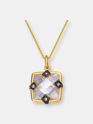 Gold Overlay Cubic Zirconia Fashionable Necklace - Gold