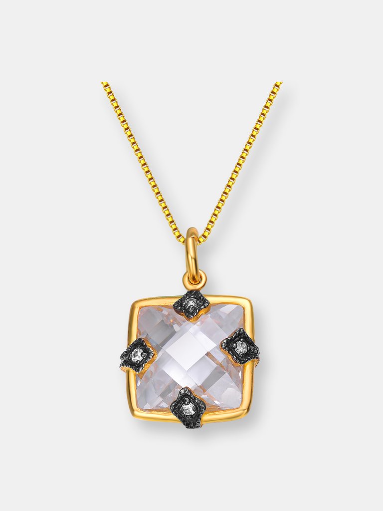 Gold Overlay Cubic Zirconia Fashionable Necklace - Gold