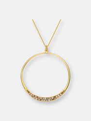 Gold Overlay Cubic Zirconia Halo Necklace - Gold