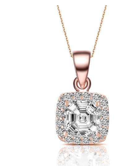 Genevive GV Rose Gold Overlay Clear Cubic Zirconia Square Necklace product