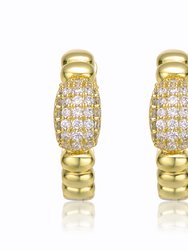 GV Sterling Silver 14k Yellow Gold Plated with Cubic Zirconia Scalloped Huggie Hoop Earrings