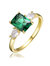 GV Sterling Silver 14k Yellow Gold Plated with Emerald & Cubic Zirconia 3-Stone Engagement Anniversary Ring - Green