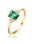 GV Sterling Silver 14k Yellow Gold Plated with Emerald & Cubic Zirconia Solitaire Cluster Anniversary Engagement Ring - Green