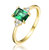 GV Sterling Silver 14k Yellow Gold Plated with Emerald & Cubic Zirconia Solitaire Cluster Anniversary Engagement Ring - Green